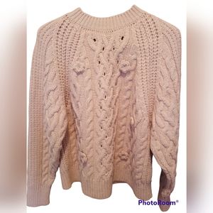 NWT Mango Applique Women's Sweater in Rose Size XL